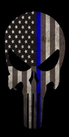 Blue Line Punisher Themed Custom Cornhole Board Design