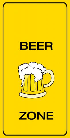 Bright Yellow Beer Zone Themed Custom Cornhole Board Design