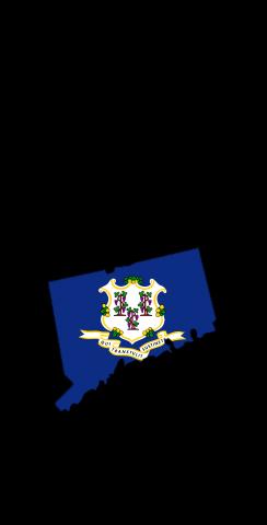 Connecticut State Flag Outline (Black Background) Themed Custom Cornhole Board Design