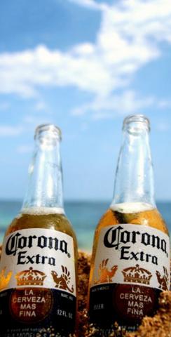 Corona Bottles by the Beach Themed Custom Cornhole Board Design