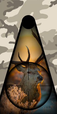 Camo Deer Hunter Themed Custom Cornhole Board Design