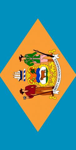 Delaware State Flag Themed Custom Cornhole Board Design