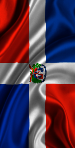 Dominican Flag Themed Custom Cornhole Board Design