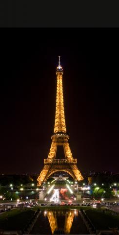 Eiffel Tower at Night in Paris France Themed Custom Cornhole Board Design