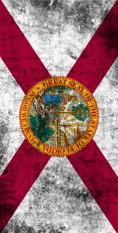 Worn State (Florida) Flag Themed Custom Cornhole Board Design