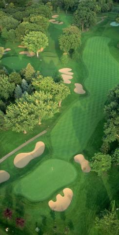 Golf Course Flyover Custom Cornhole Board Design