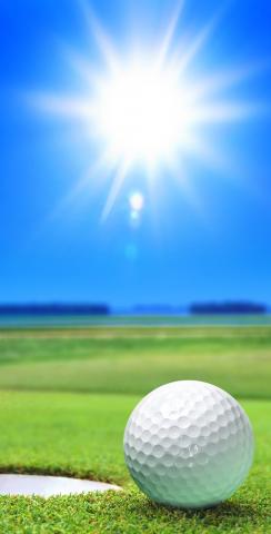 Golfing on a Sunny Day Themed Custom Cornhole Board Design