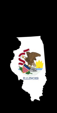 Illinois State Flag Outline (Black Background) Themed Custom Cornhole Board Design