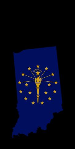 Indiana State Flag Outline (Black Background) Themed Custom Cornhole Board Design
