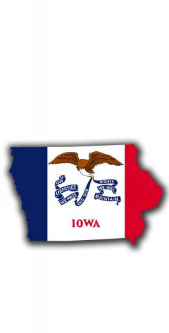 Iowa State Flag Outline (White Background)  Themed Custom Cornhole Board Design