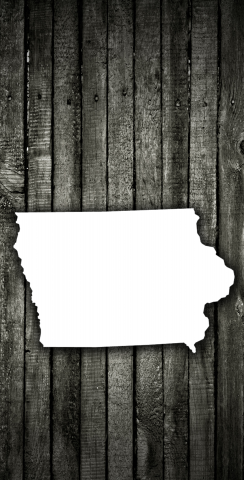 Wood Slat State (Iowa) Themed Custom Cornhole Board Design