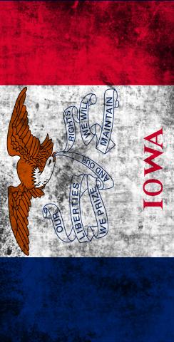 Worn State (Iowa) Flag Themed Custom Cornhole Board Design