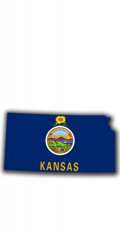 Kansas State Flag Outline (White Background) Themed Custom Cornhole Board Design