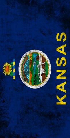 Worn State (Kansas) Flag Themed Custom Cornhole Board Design