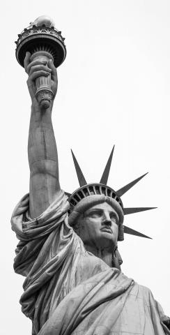 Lady Liberty Statue Themed Custom Cornhole Board Design