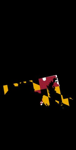 Maryland State Flag Outline (Black Background) Themed Custom Cornhole Board Design