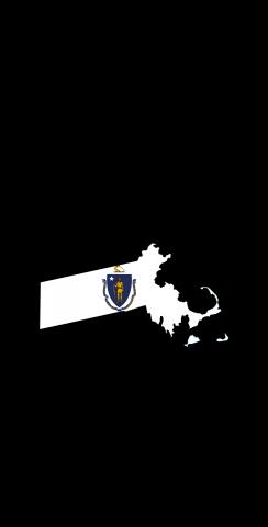 Massachusetts State Flag Outline (Black Background) Themed Custom Cornhole Board Design