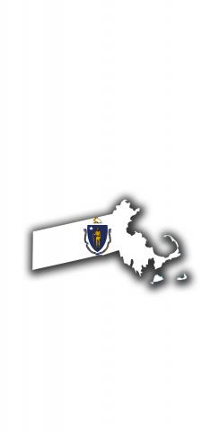 Massachusetts State Flag Outline (White Background) Themed Custom Cornhole Board Design