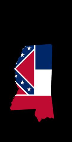 Mississippi State Flag Outline (Black Background) Themed Custom Cornhole Board Design