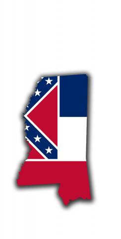 Mississippi State Flag Outline (White Background) Themed Custom Cornhole Board Design
