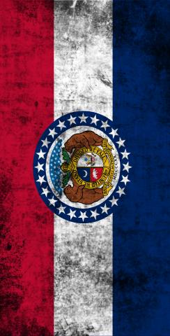 Worn State (Missouri) Flag Themed Custom Cornhole Board Design