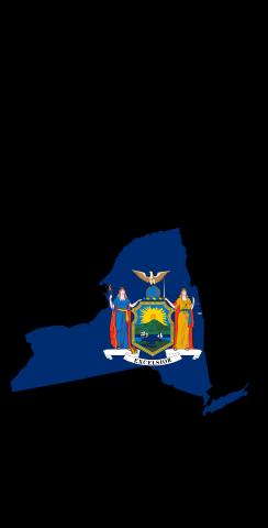 New York State Flag Outline (Black Background) Themed Custom Cornhole Board Design