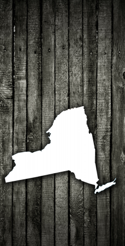 Wood Slat State (New York) Themed Custom Cornhole Board Design