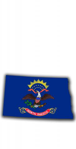 North Dakota State Flag Outline (White Background) Themed Custom Cornhole Board Design