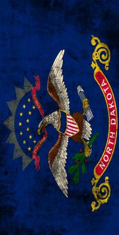 Worn State (North Dakota) Flag Themed Custom Cornhole Board Design