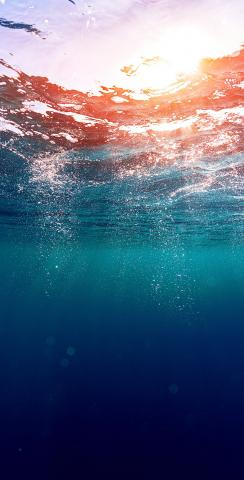 Ocean Underwater Sunset Themed Custom Cornhole Board Design