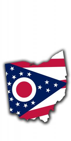 Ohio State Flag Outline (White Background) Themed Custom Cornhole Board Design