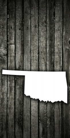 Wood Slat State (Oklahoma) Themed Custom Cornhole Board Design