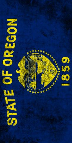 Worn State (Oregon) Flag Themed Custom Cornhole Board Design