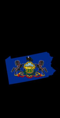 Pennsylvania State Flag Outline (Black Background) Themed Custom Cornhole Board Design