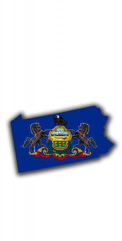 Pennsylvania State Flag Outline (White Background) Themed Custom Cornhole Board Design