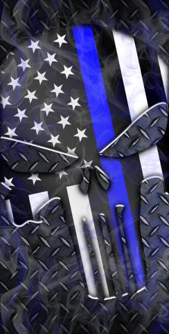 Punisher American Flag Thin Blue Line Themed Custom Cornhole Board Design