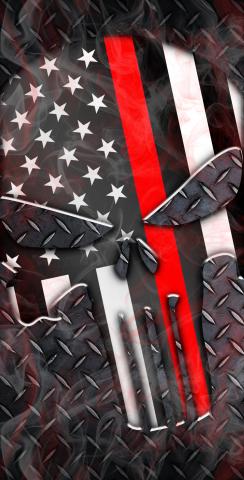 Punisher American Flag Thin Red Line Themed Custom Cornhole Board Design
