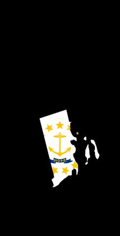 Rhode Island State Flag Outline (Black Background) Themed Custom Cornhole Board Design