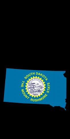 South Dakota State Flag Outline (Black Background) Themed Custom Cornhole Board Design