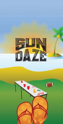 Sun Daze Themed Custom Cornhole Board Design