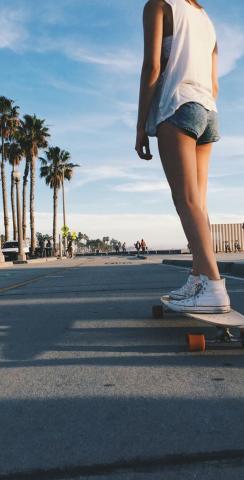 Sunny Day Skate Boarding Girl Themed Custom Cornhole Board Design