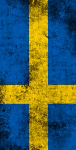 Worn National (Sweden) Flag Themed Custom Cornhole Board Design