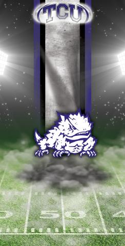 NCAA Field (TCU Horned Frogs) Themed Custom Cornhole Board Design