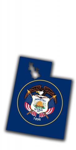 Utah State Flag Outline (White Background) Themed Custom Cornhole Board Design