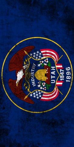 Worn State (Utah) Flag Themed Custom Cornhole Board Design