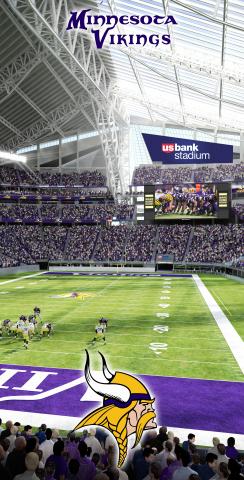 NFL Stadium (Minnesota Vikings) Themed Custom Cornhole Board Design