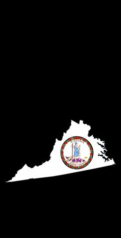 Virginia State Flag Outline (Black Background) Themed Custom Cornhole Board Design