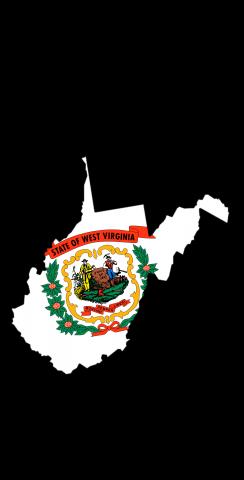 West Virginia State Flag Outline (Black Background) Themed Custom Cornhole Board Design