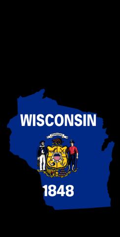  Wisconsin State Flag Outline (Black Background) Themed Custom Cornhole Board Design