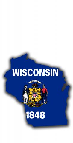 Wisconsin State Flag Outline (White Background) Themed Custom Cornhole Board Design